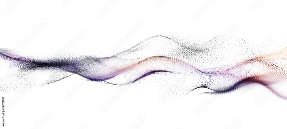 Poster wave of moving particles on a white background. big data transfer.abstract vector 3d illustrations.