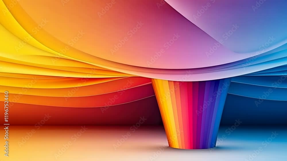 Poster vibrant abstract design with colorful waves and gradient background in 3d