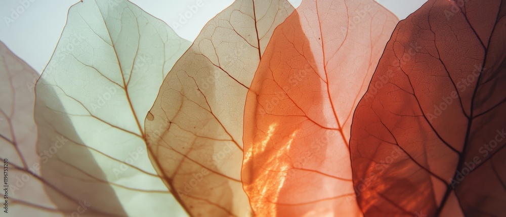 Poster Captivating array of delicate leaves showcasing intricate veins in vibrant hues