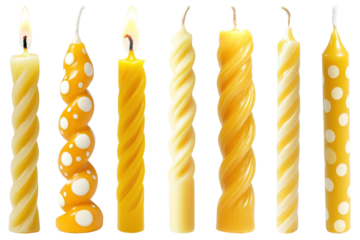 PNG Colorful twisted birthday candles, element set on transparent background