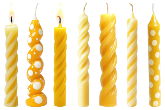 PNG Colorful twisted birthday candles, element set on transparent background - Powered by Adobe