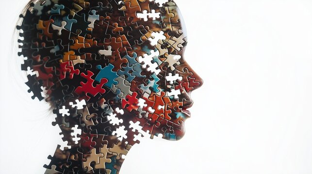 Artistic representation of a puzzle-themed face