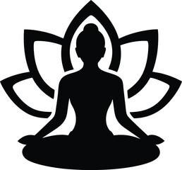 silhouette vector illustration of person in yoga position