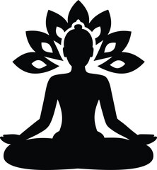 silhouette vector illustration of person in yoga position