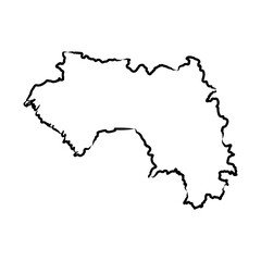 Guinea country simplified map. pencil sketch