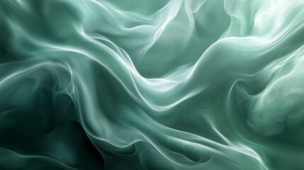 Fototapeta premium Abstract muted green gray psychedelic background, light beams texture poster banner, dynamic wave effects, Generative AI