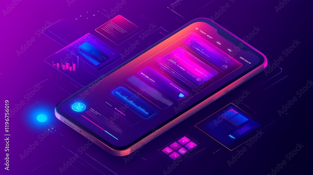 Poster modern mobile banking app interface design