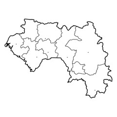 Guinea country simplified map. pencil sketch
