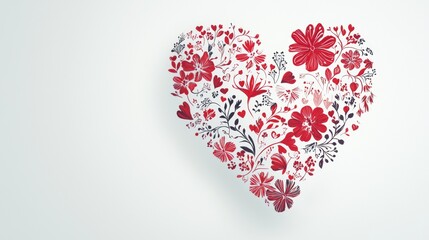 Blooms create heart shape artwork with vibrant flowers and intricate designs on a subtle background