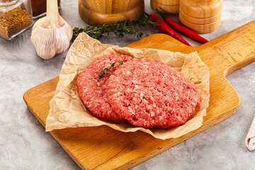 Raw beef minced meat cutlet