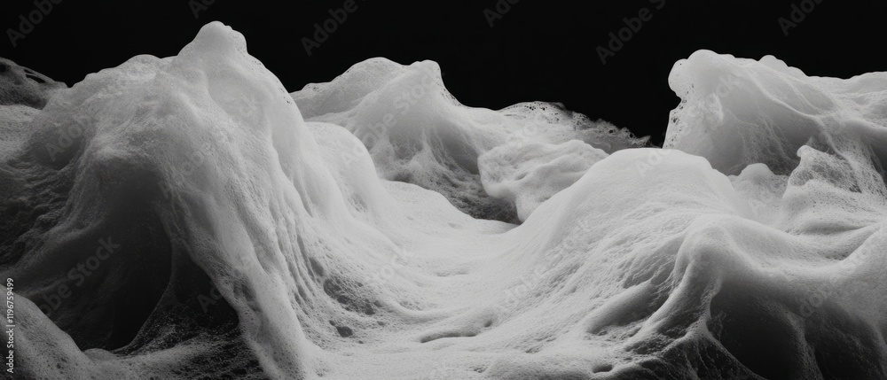 Poster Dynamic and foaming waves create intricate shapes beneath a dark sky