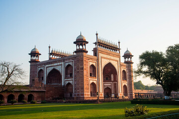 Entrance of Taj Mahal, Agra, India, UNESCO World Heritage Site.