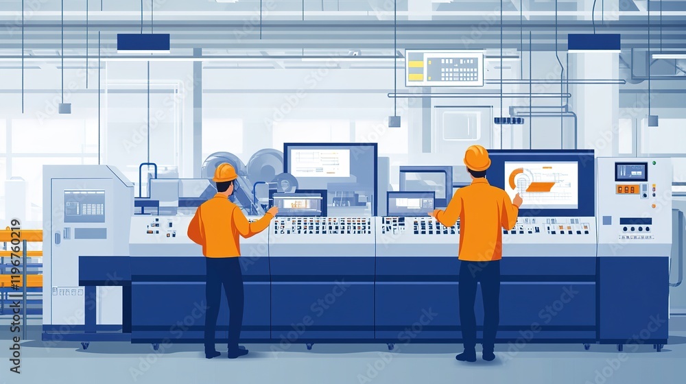 Aufkleber engineers upgrading factory machinery for better efficiency.