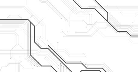 Black circuit on a white background concept.High-tech circuit board connection system.Vector abstract technology on a white background.
