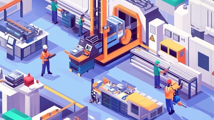 Engineers upgrading factory machinery for better efficiency.
