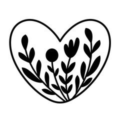 Black and white heart clipart. Valentines day clipart. Valentine heart doodle in cartoon flat style. Hand draw vector illustration © JulzaArt