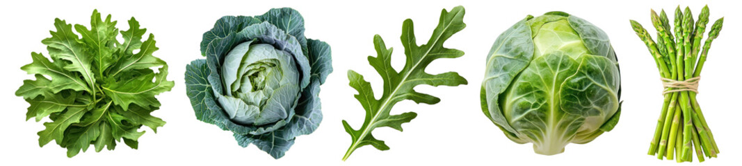 PNG Fresh leafy greens assortment, element set on transparent background