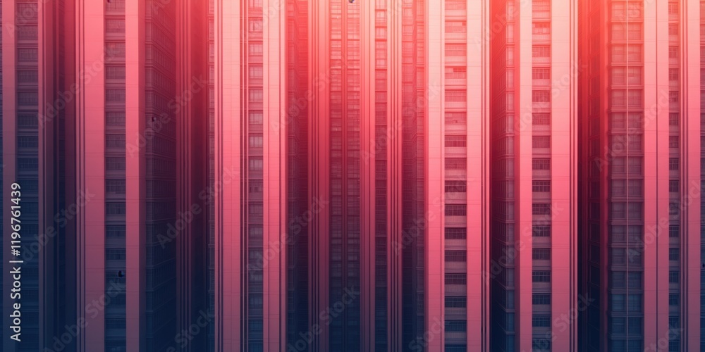 Poster a vibrant, abstract image featuring vertical lines and a gradient of red and blue hues, creating a m