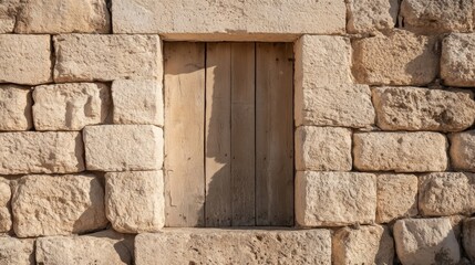 Small wooden door set in an ancient stone wall.