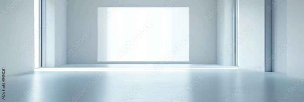 Aufkleber Open space with bright empty wall ideal for placing text and creative designs in a minimalist environment. Generative AI