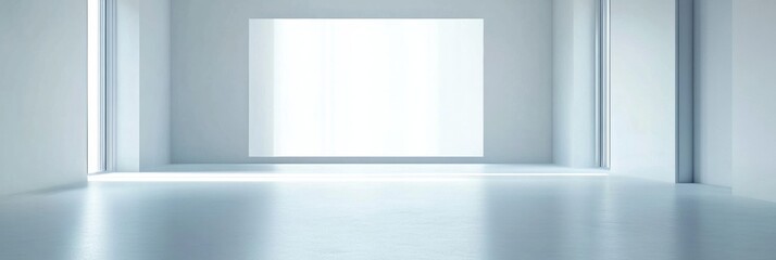 Fototapeta premium Open space with bright empty wall ideal for placing text and creative designs in a minimalist environment. Generative AI