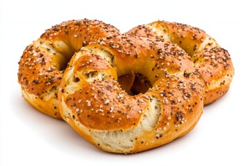 Fresh pretzel isolated on white background.