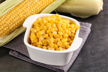 Canned sweet young corn grain