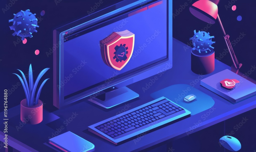 Poster antivirus software scanning and removing malware from a computer or network