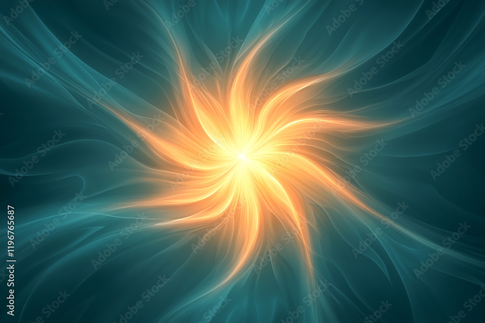 Poster a mesmerizing abstract design with a vibrant glowing pattern.
