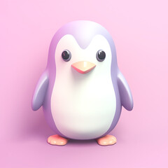 Cute little penguin on blue background
