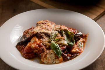 eggplants parmigiana casserole, traditional italian recipe