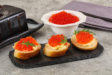 Luxury toast with red caviar