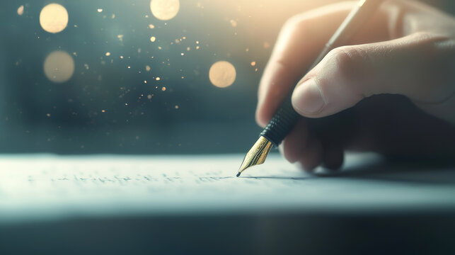 A person writing elegantly with a fountain pen, capturing creativity and inspiration.