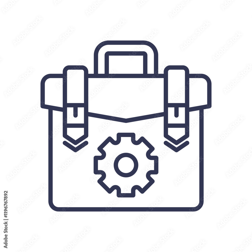 Poster briefcase with gear symbolizing automation and efficiency.