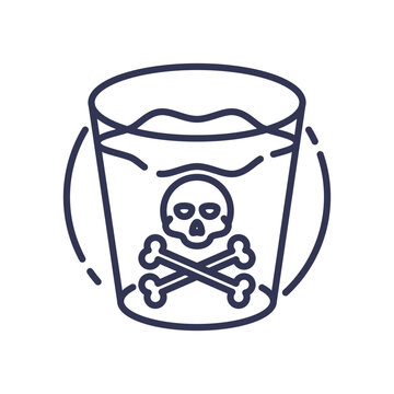 recommend clip art: Glass with skull and crossbones symbolizes contaminated water danger.