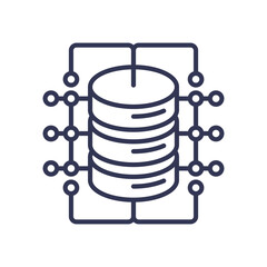 Illustration of a database with interconnected nodes, symbolizing data structures and networked data systems.