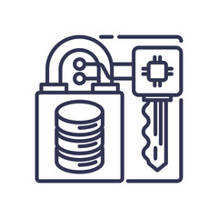 Padlock and key symbolize data security and encryption.