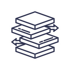 Layered blocks with arrows symbolize modularity and automation in IaC.