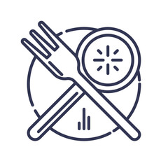 Fork, knife, and plate symbolize mindful eating and nutrition awareness.