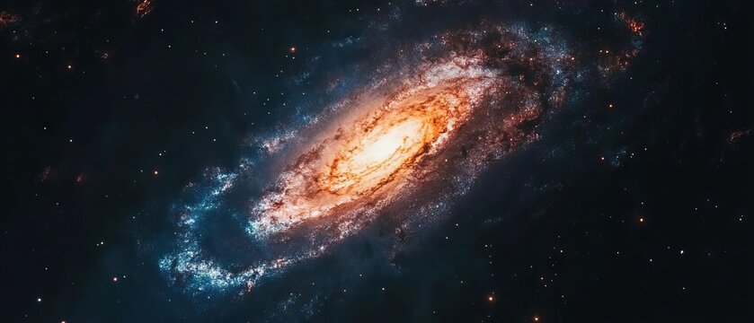 Spiral galaxy showcasing brilliant arms of stars and dust in a vast cosmic expanse