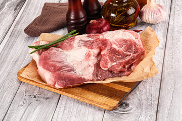 Raw pork shoulder for cooking