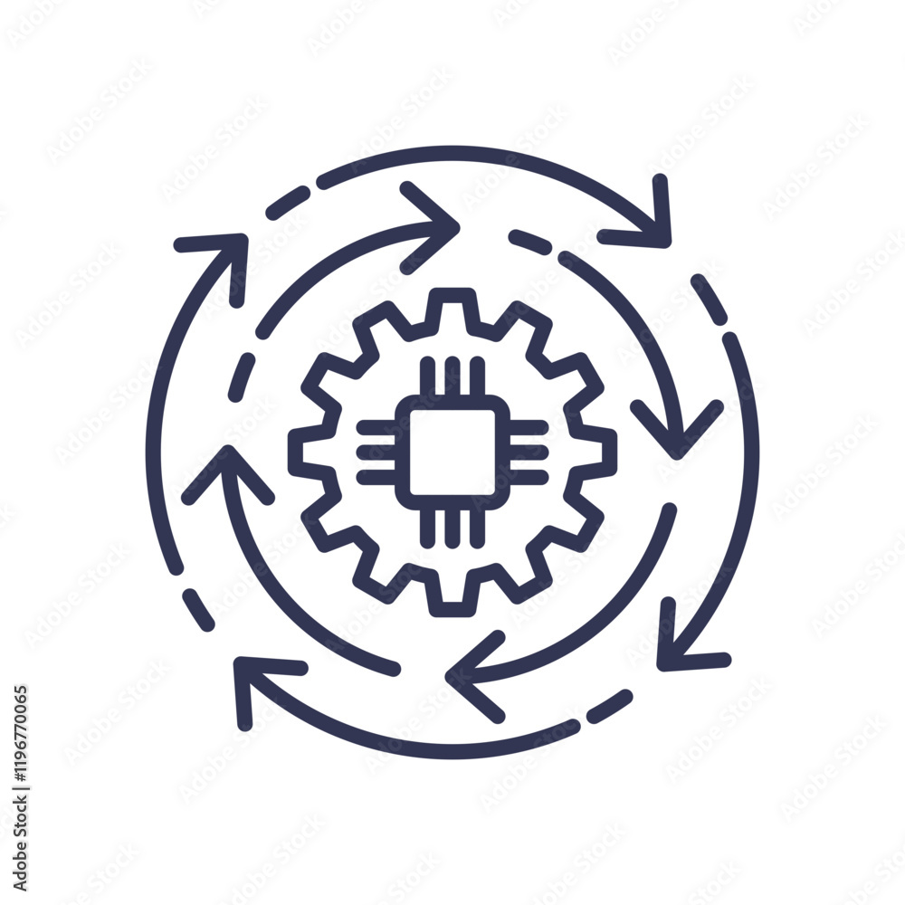Poster gear and arrows symbolize layeredefficiency in process optimization.