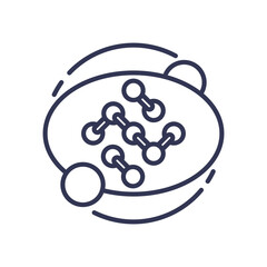 Fototapeta premium Abstract molecular structure with orbiting electrons, symbolizing scientific research and innovation.