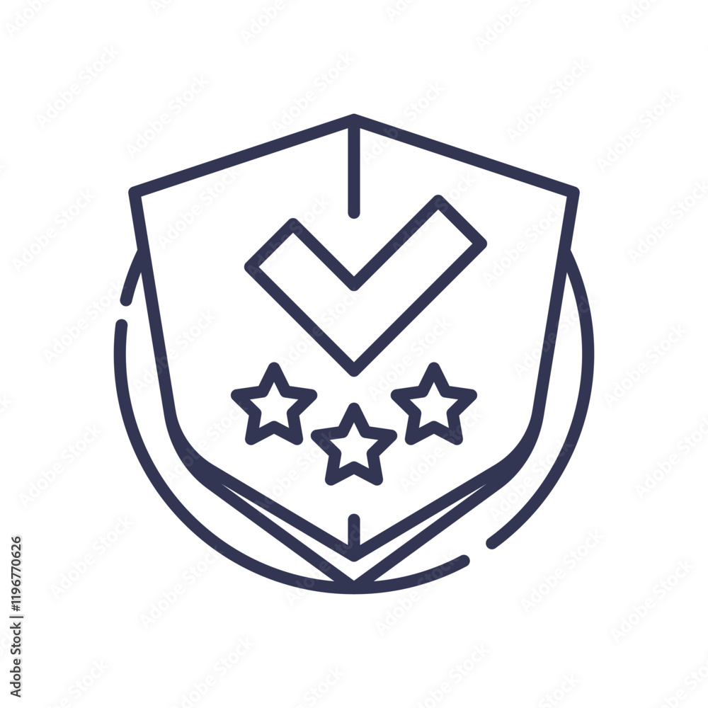 Aufkleber shield with checkmark and stars symbolizes quality assurance and reliability.