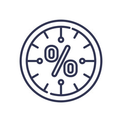 Clock with percentage symbol, symbolizing rate control and time management.