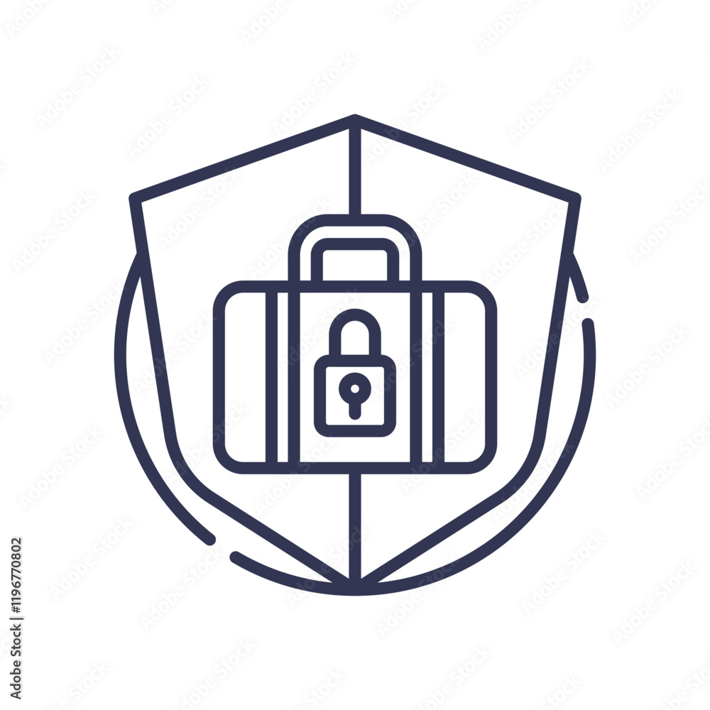 Poster shield and lock symbolize data protection and security.