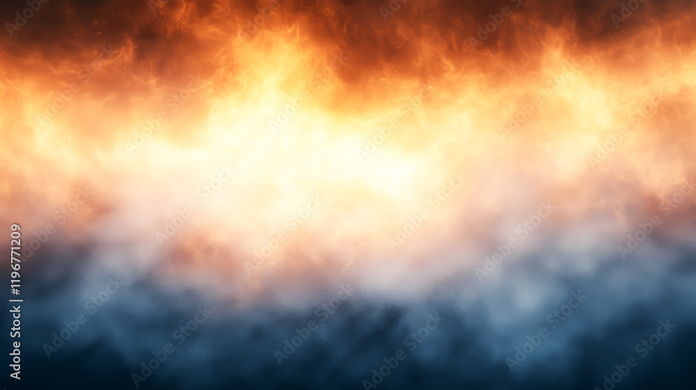 Poster colorful abstract smoke and flame patterns creating a dramatic visual atmosphere.
