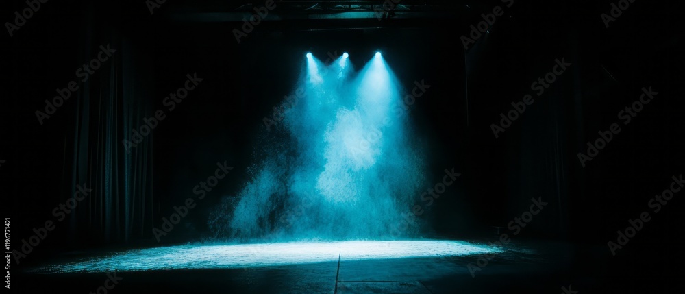 Poster Spotlight illuminating an empty stage, setting the mood for an upcoming performance