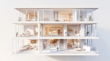 Modern Architectural Design: A Luxurious Three-Story Home with Open Floor Plans and Stunning Interior Views