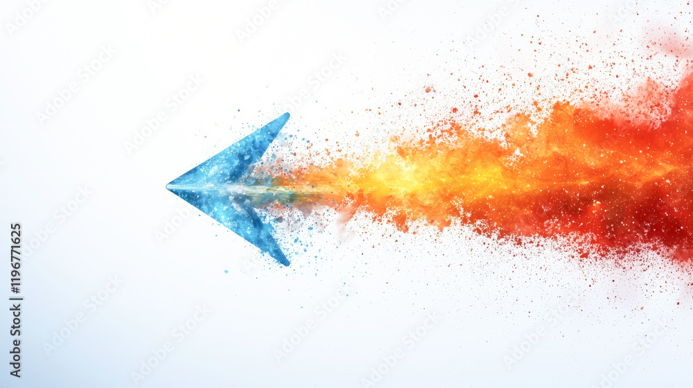 Poster dynamic arrow design symbolizing speed and progress with vibrant colors and motion.